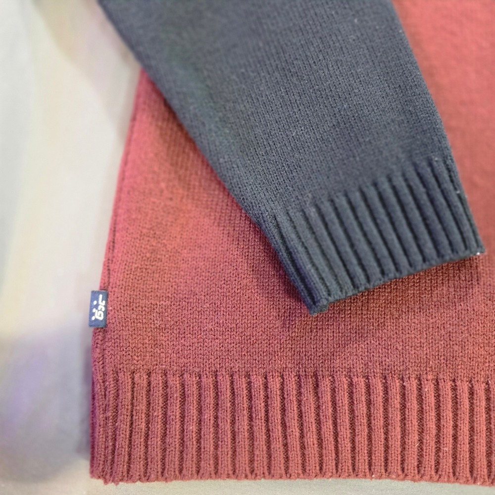 SEG Mens Vintage Colorblock Striped Crewneck Sweater Navy Burgundy RN 63925 - Picture 9 of 10